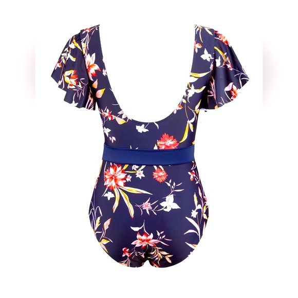 Cupshe NWT Women's M Tropical Floral V Neck Ruffle One Piece Bathing Suit - Picture 6 of 11